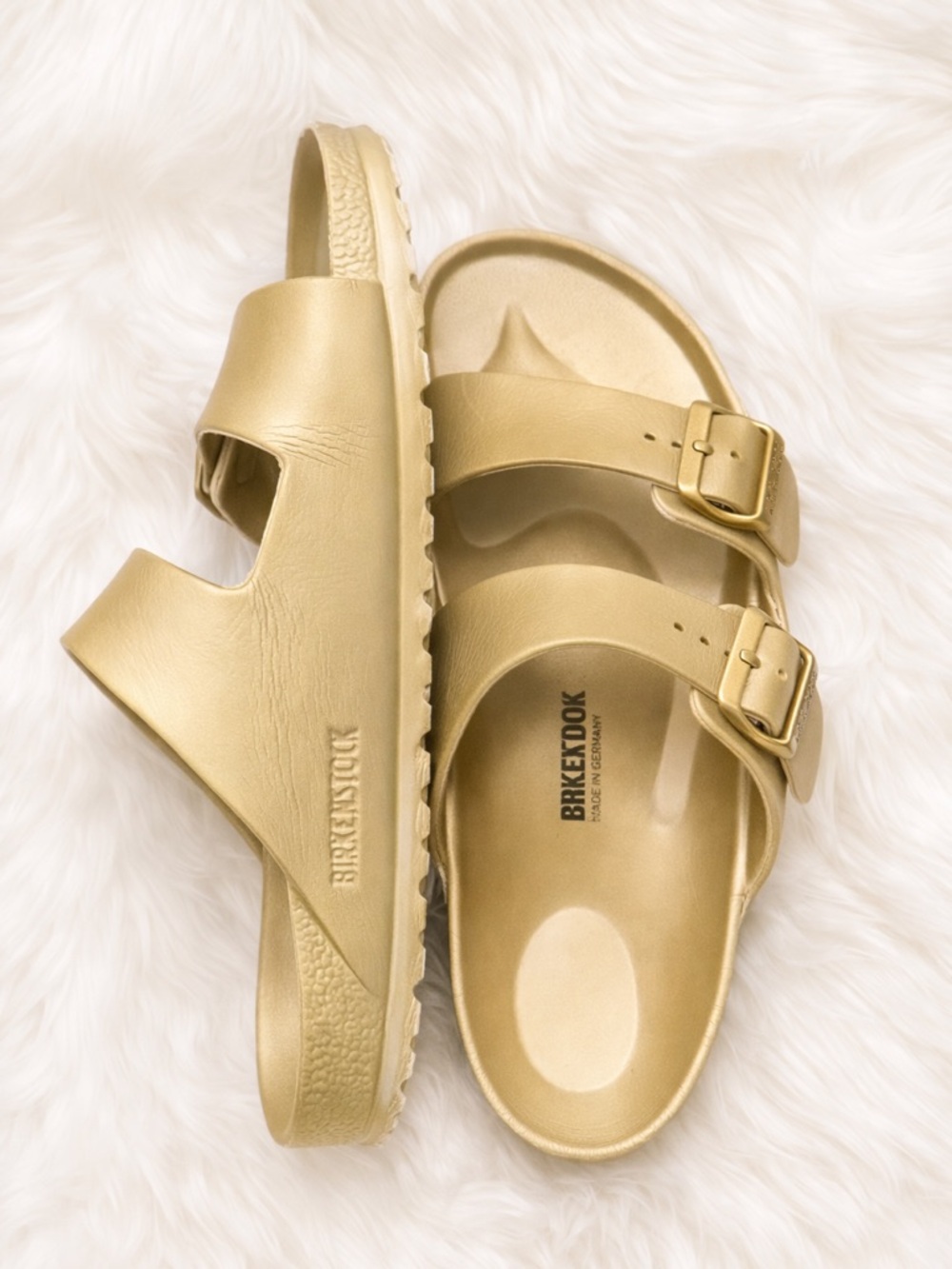 Birkenstock Arizona Essentials EVA Glamour Gold Sandals Women’s Size 12 - Picture 3 of 5